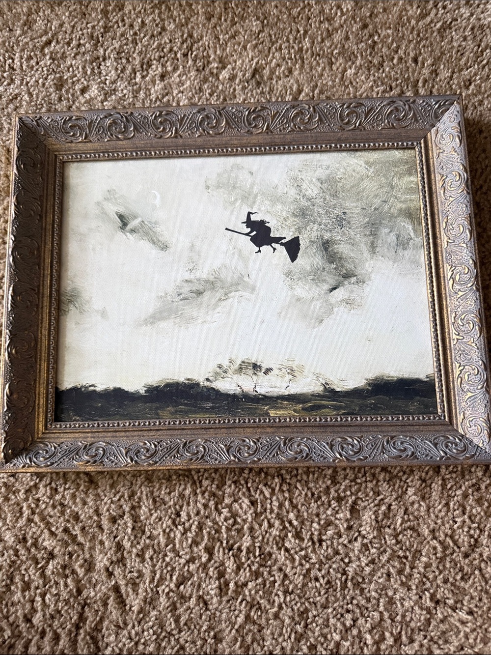 Framed Black and Cream Witch Silhouette Wall Art from Homegoods